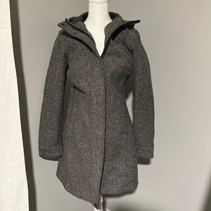 Columbia mid length tweed hooded jacket